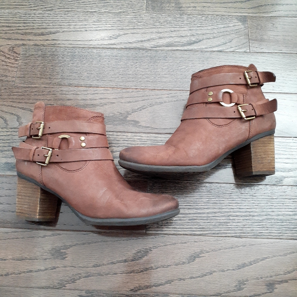 JOSEF‎ SEIBEL Women's Brown  Leather Ankle Boots Buckle 39 EU